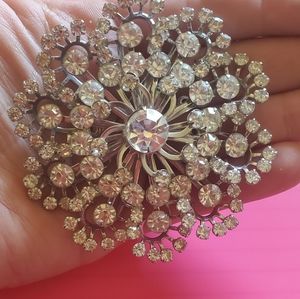 huge vintage rhinestone Brooch pin flower design